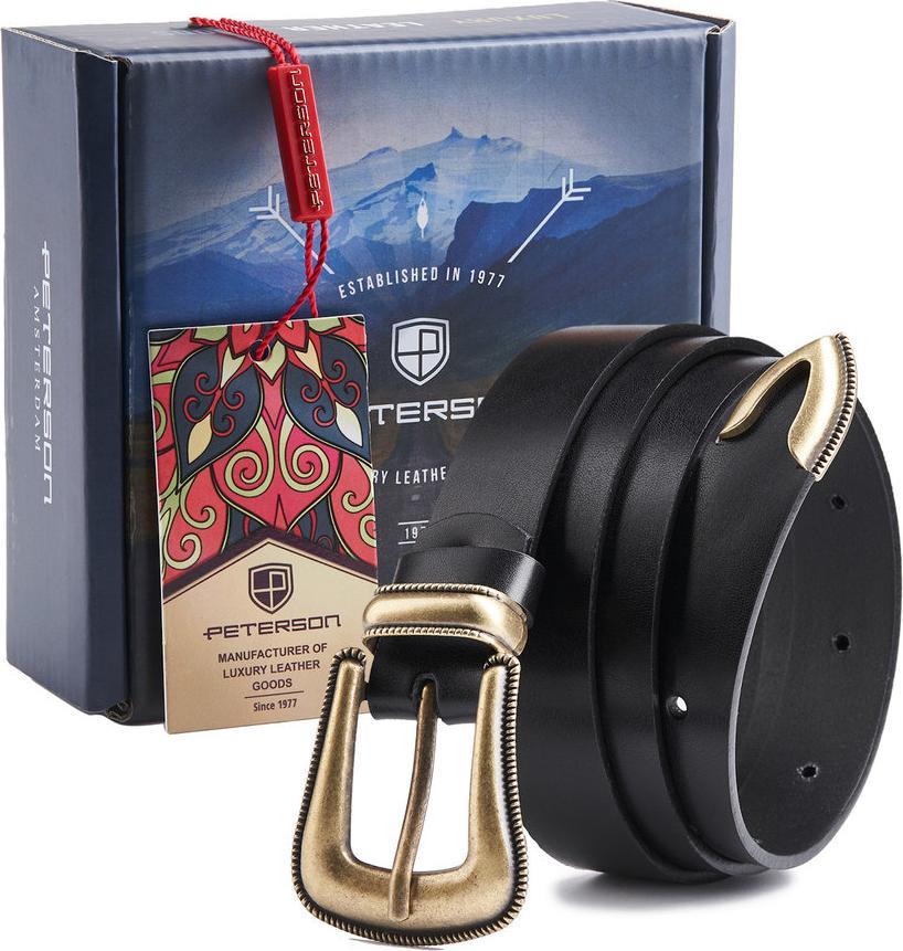 Peterson Skórzany pasek z zaokrągloną, masywną klamrą Peterson 80 cm