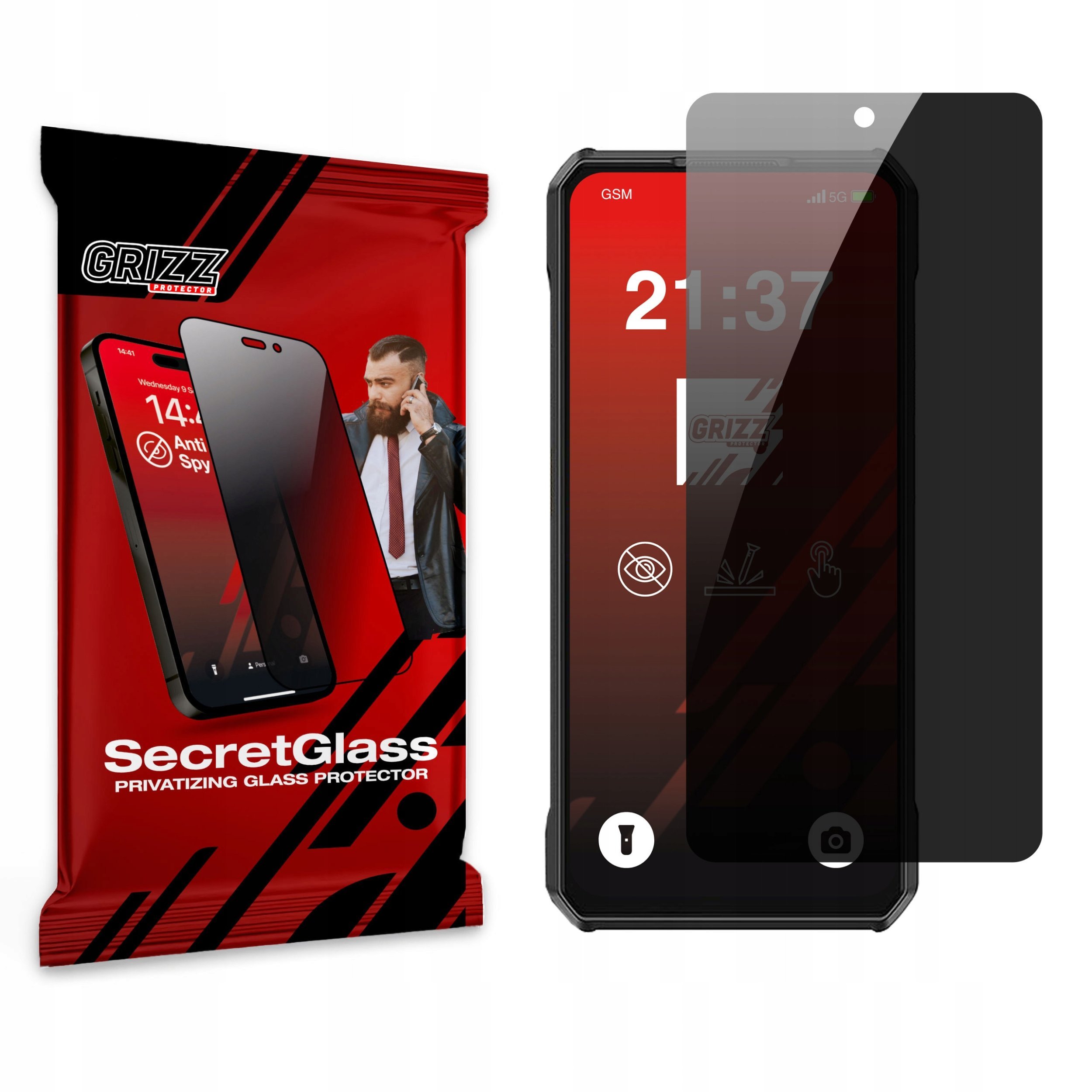 Matowe szkło prywatyzujące GrizzGlass SecretGlass do Ulefone Armor 30 Pro