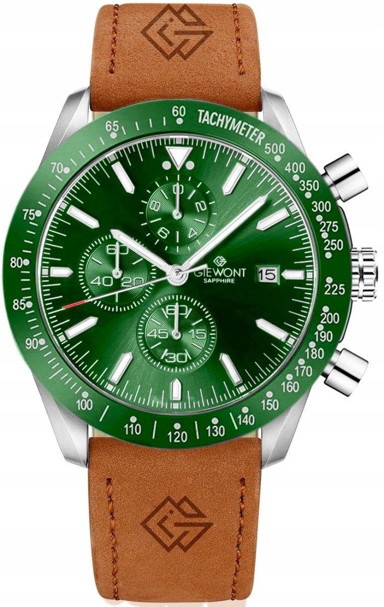 Zegarek Giewont Zegarek Męski Chronograph Sapphire Brązowo Zielony GW8720-A3