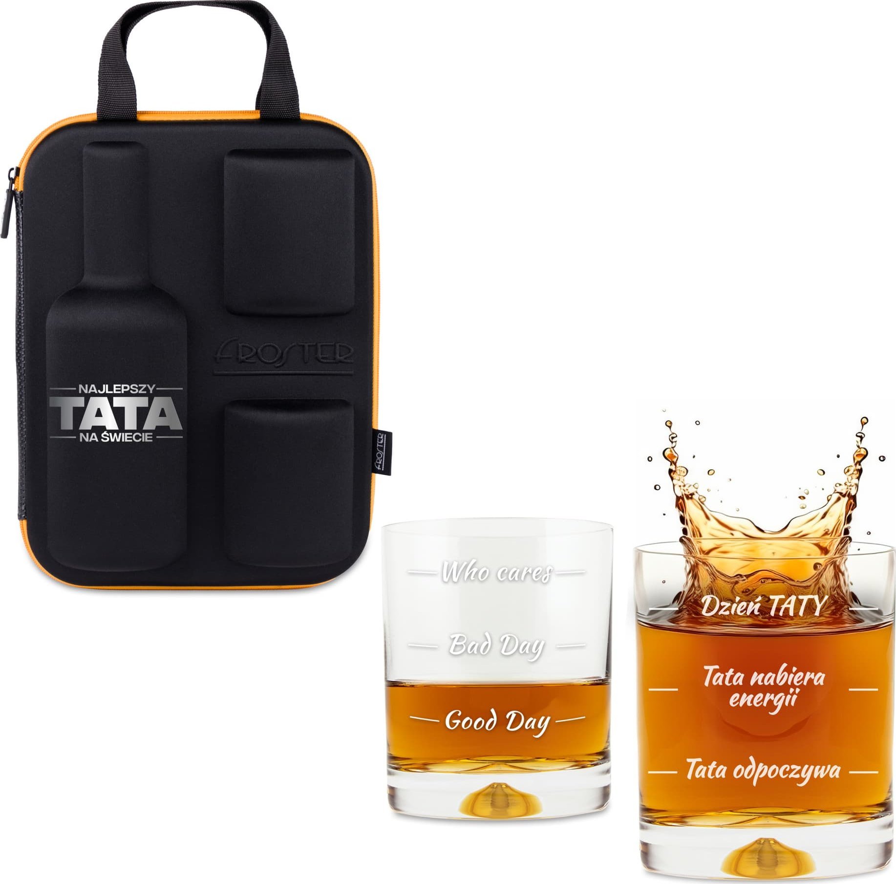 Froster Etui na whisky ze szklankami Froster dla Taty -prezent Dzień Ojca -urodziny