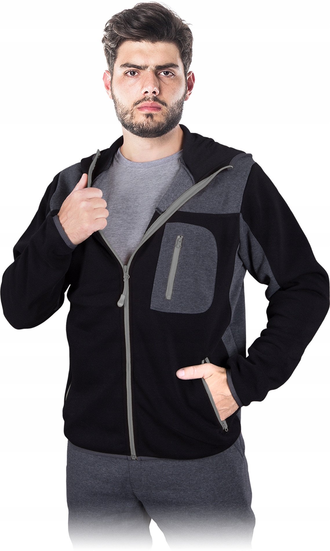 LH-SCOTER - Bluza ochronna z kapturem - czarno-szaro-szary L