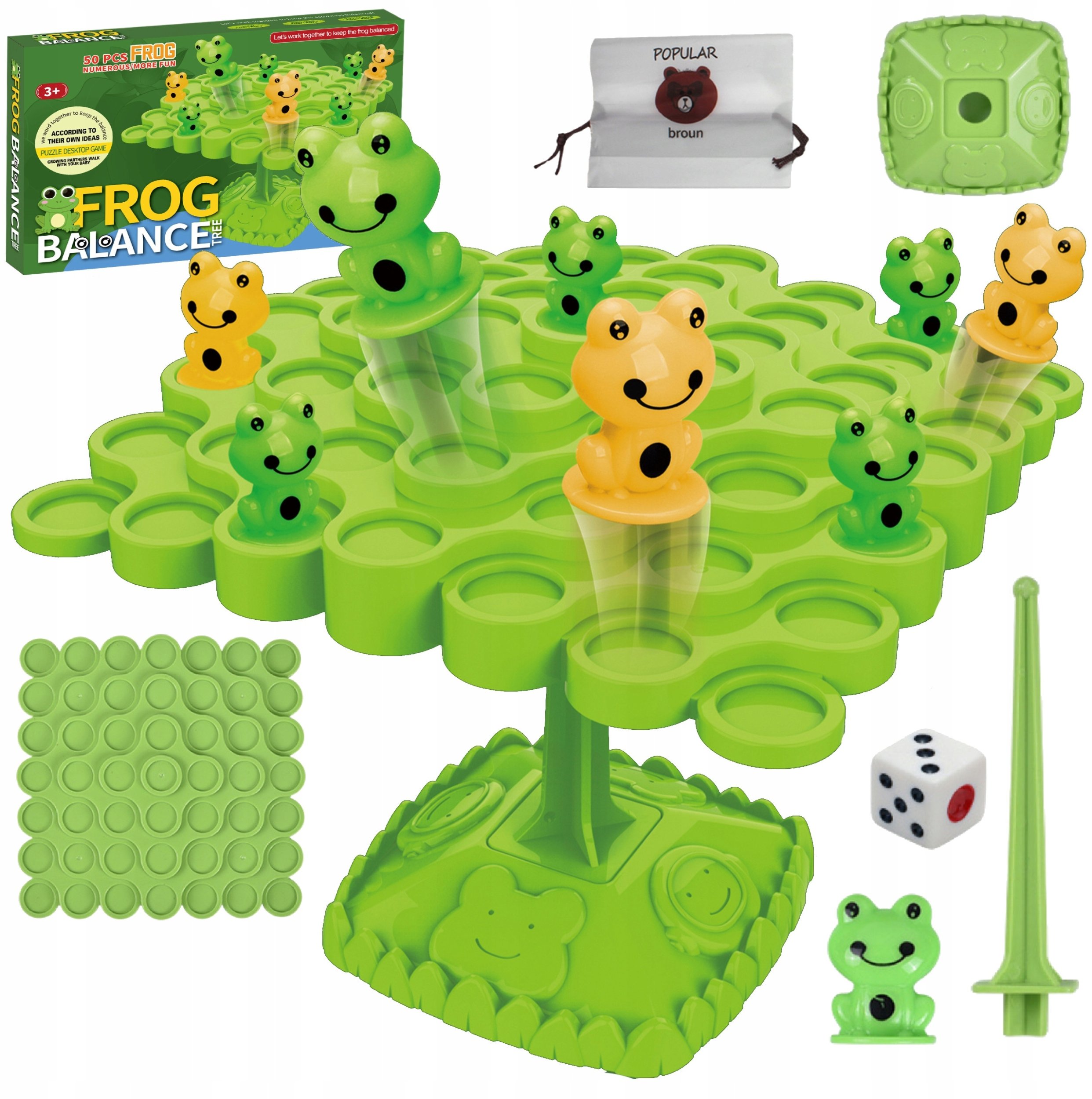 Gra zręcznościowa balansujące skaczące żabki drzewo 50el dla dzieci 96A