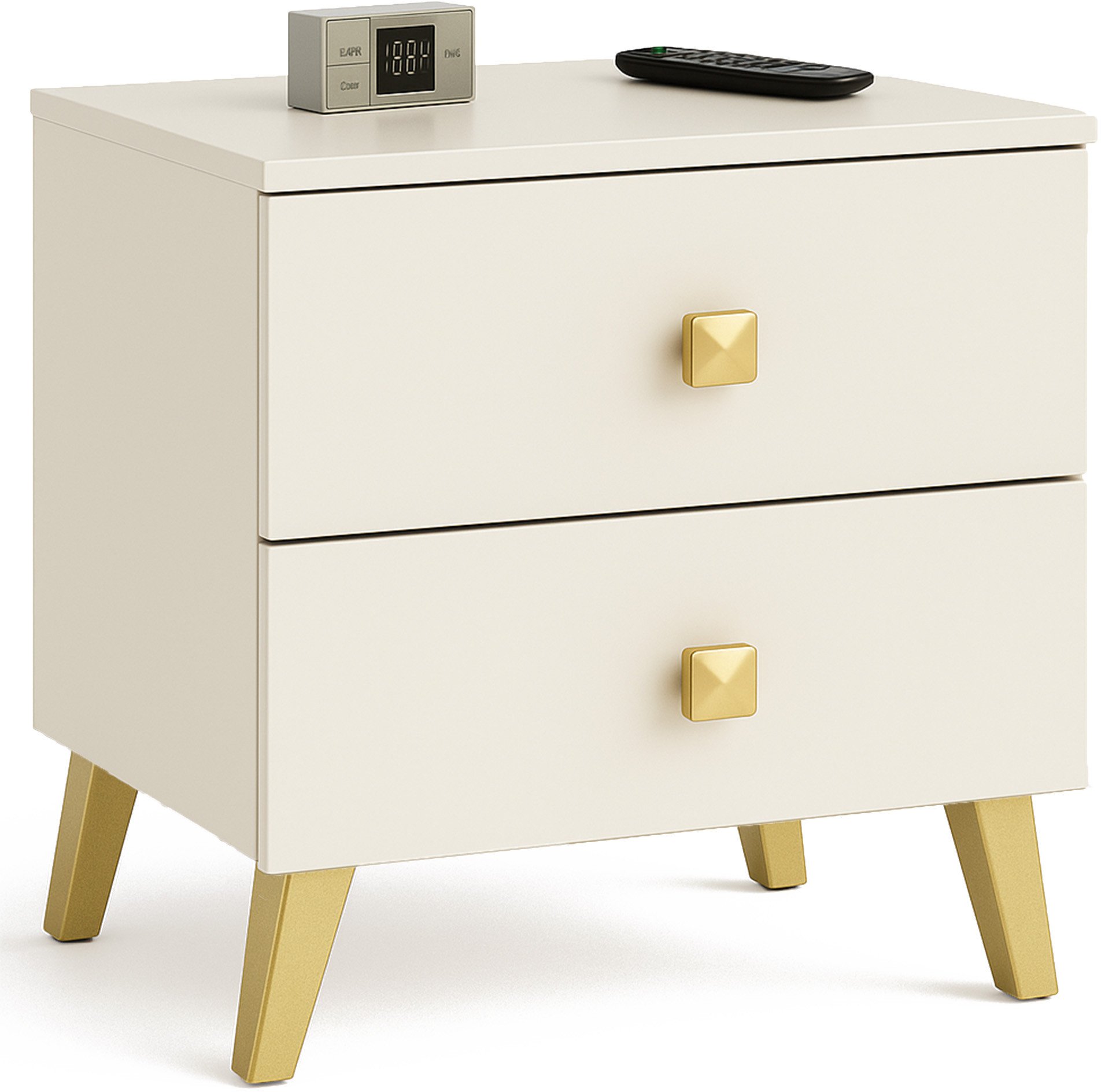 Fabryka Mebli Akord Szafka nocna MOBI 40 cm do sypialni 2 szuflady glamour - kaszmir złoty
