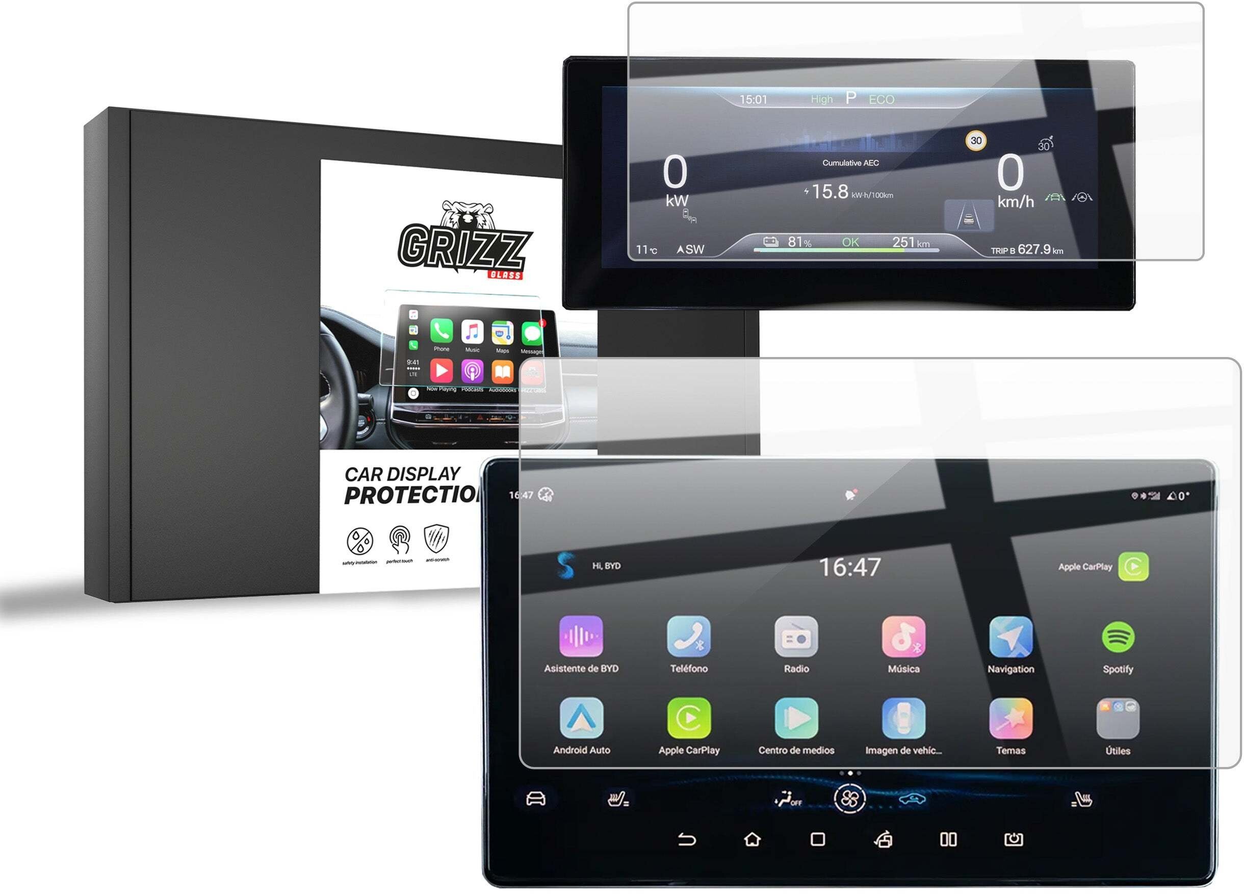 GrizzGlass Folia ceramiczna CarDisplay Protection do BYD ATTO 2 10,1" [2w1]