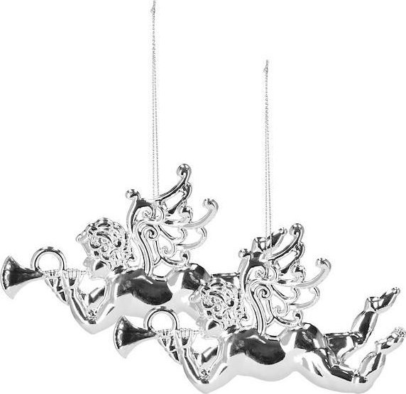 Springos Zawieszki choinkowe 2 szt. aniołki ozdoba świąteczna ażurowa srebrna UNIWERSALNY