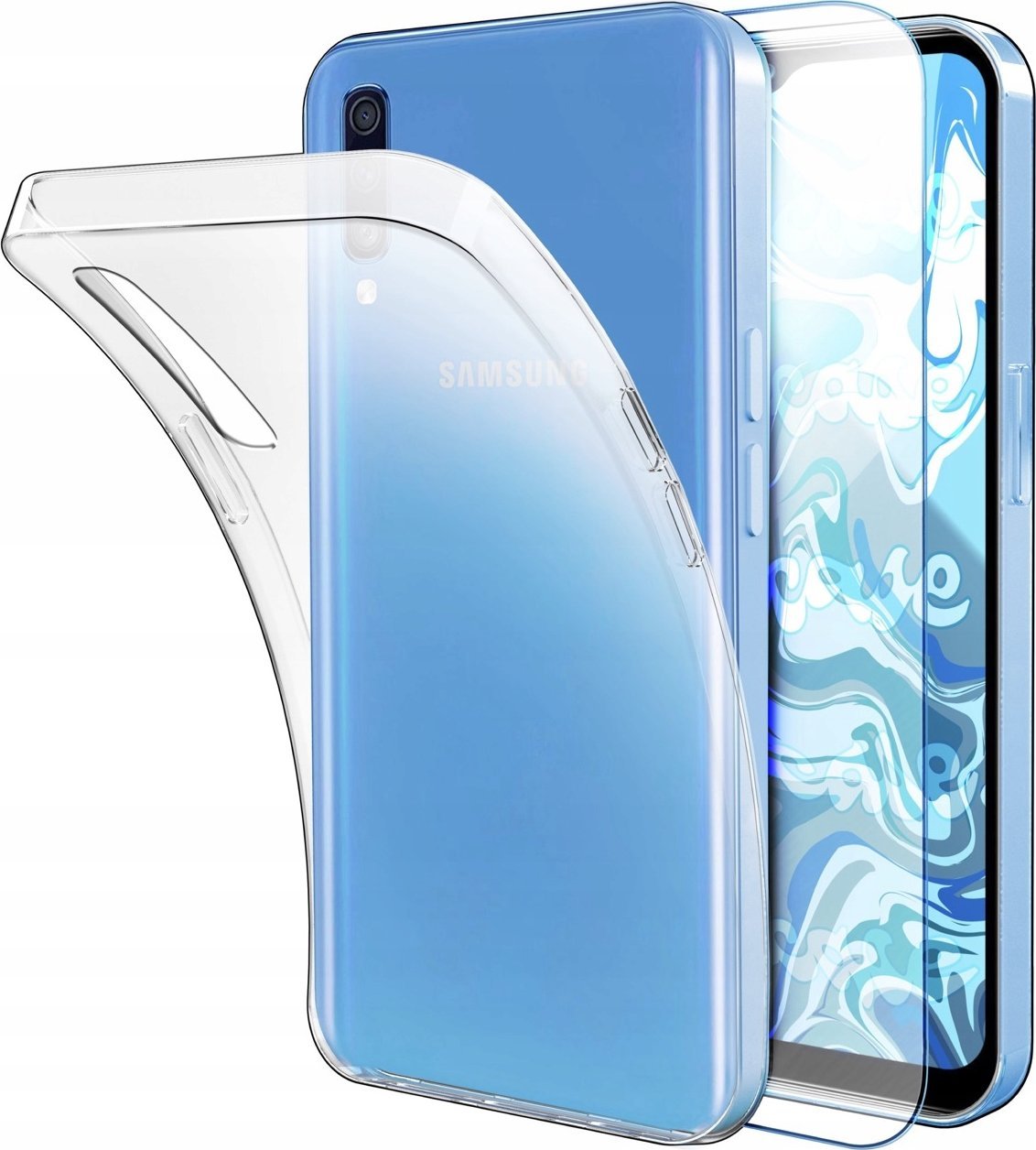 Hello Case Etui Do Samsung Galaxy A70 (Przezroczyste, Silikonowe, Ochronne) Szkło 9H