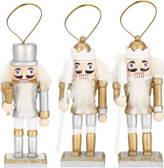Springos Zawieszki choinkowe 3 sztuki dziadek do orzechów drewniane ozdoby świateczne UNIWERSALNY