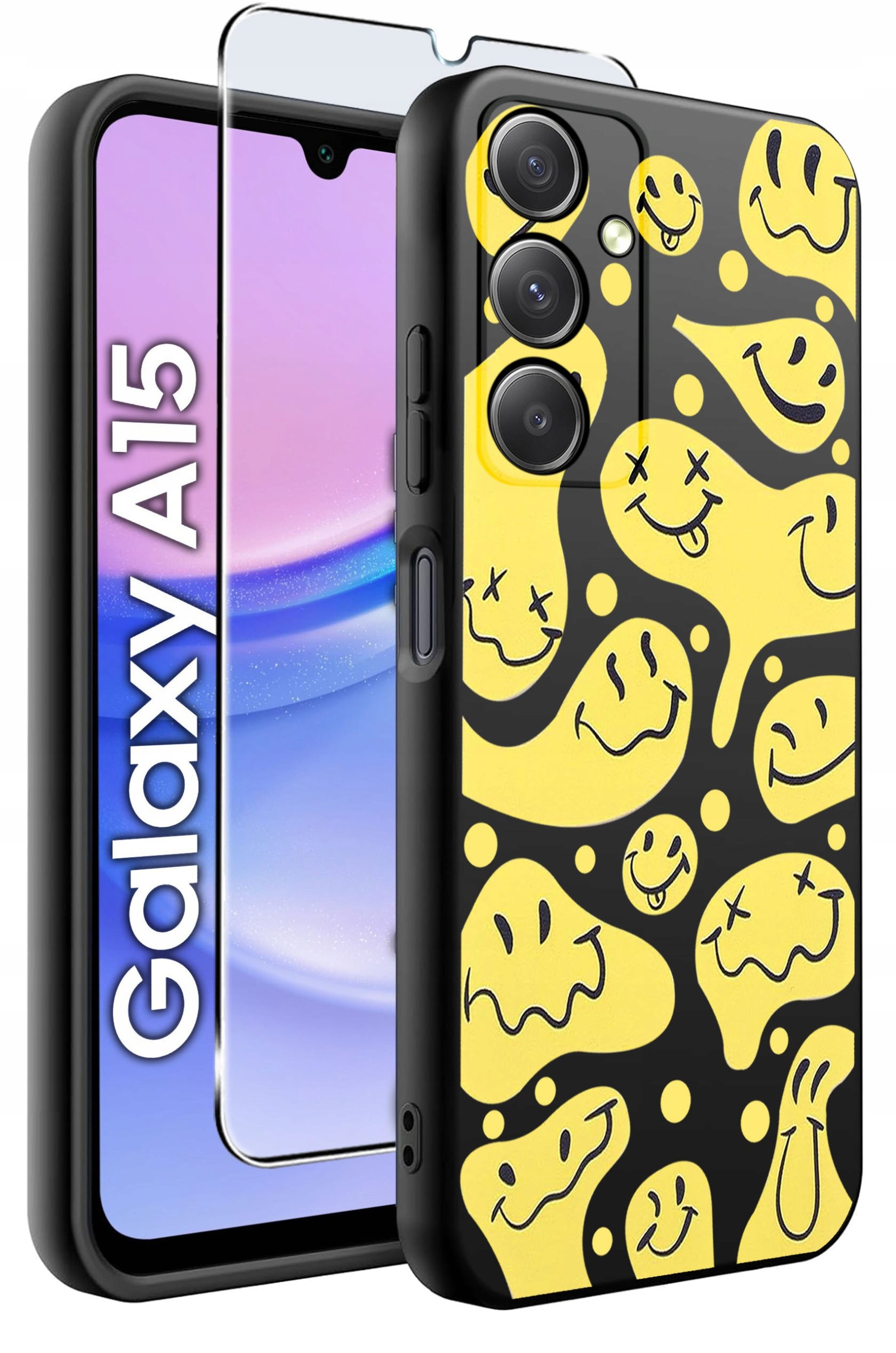 ETUI do Samsung A15 4G | 15 5G WZORY | SILIKONOWE MATT CASE + SZKŁO 9H