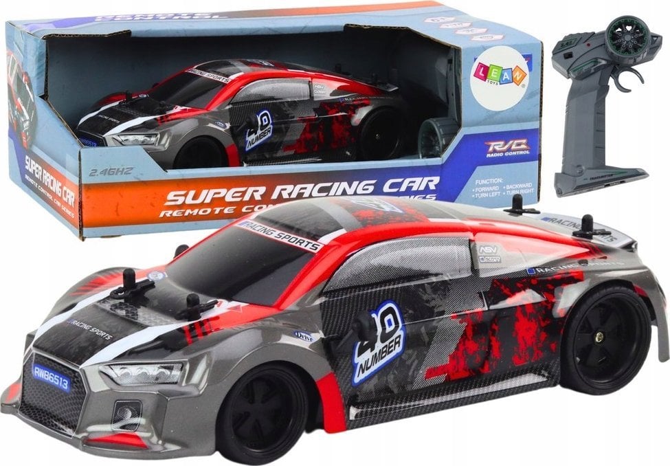 LeanToys Autko Zdalnie Sterowane RC 1:18 Gumowe Koła Drift Czerwony