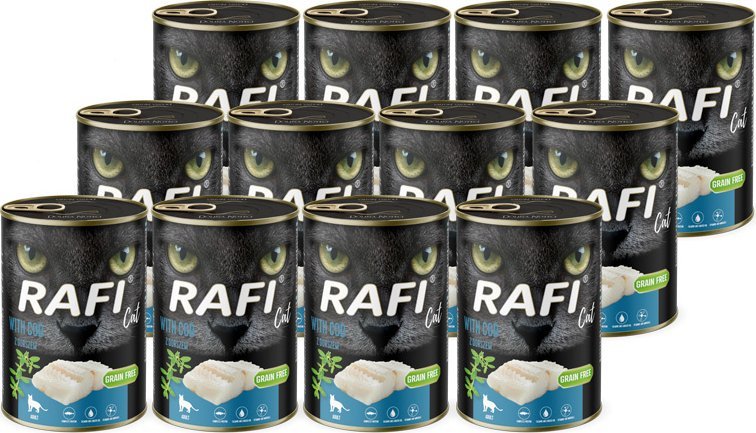 Mokra karma dla kota Rafi Cat Adult z dorszem zestaw 12 x 400 g