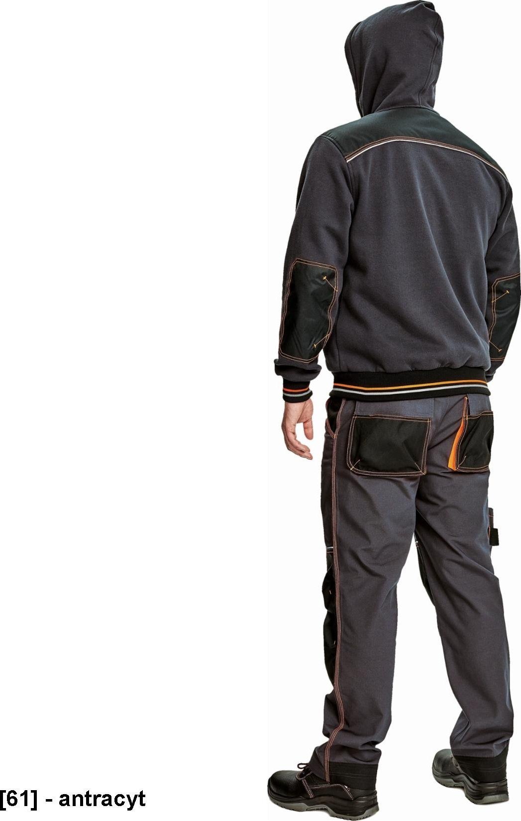 CERVA KNOXFIELD HOODIE - męska bluza z kapturem bawełna/poliester, wewnątrz nieszczotkowana tkanina frotte - antracyt/żółty XXL