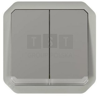 069526L NOWE PLEXO 55 Łącznik podwójny/przycisk podwójny z podświetlanym mechanizmem 10 AX - 250 V AC szary 069526L