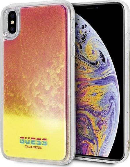 Guess Guess GUHCI65GLCPI iPhone Xs Max różowy /pink hard case California Glow in the dark uniwersalny