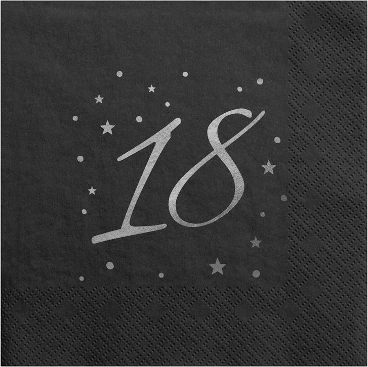 SERWETKI na 18 czarno-srebrne 33x33cm 20szt BŁYSK