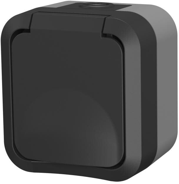 Gniazdo z uziemieniem pojedyncze natynkowe Aqua Pro IP55 szaro grafitowe 60324