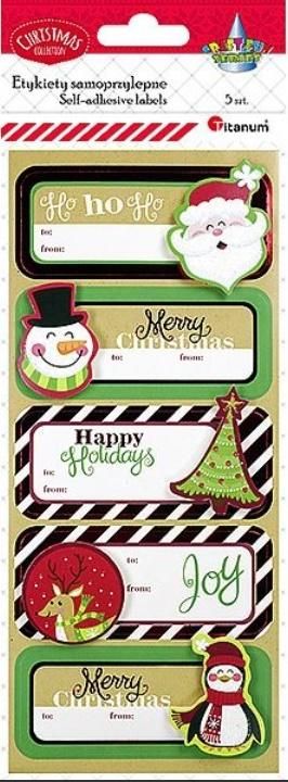 Titanum Karnety samoprzylepne 3D Boże Narodzenie 5szt