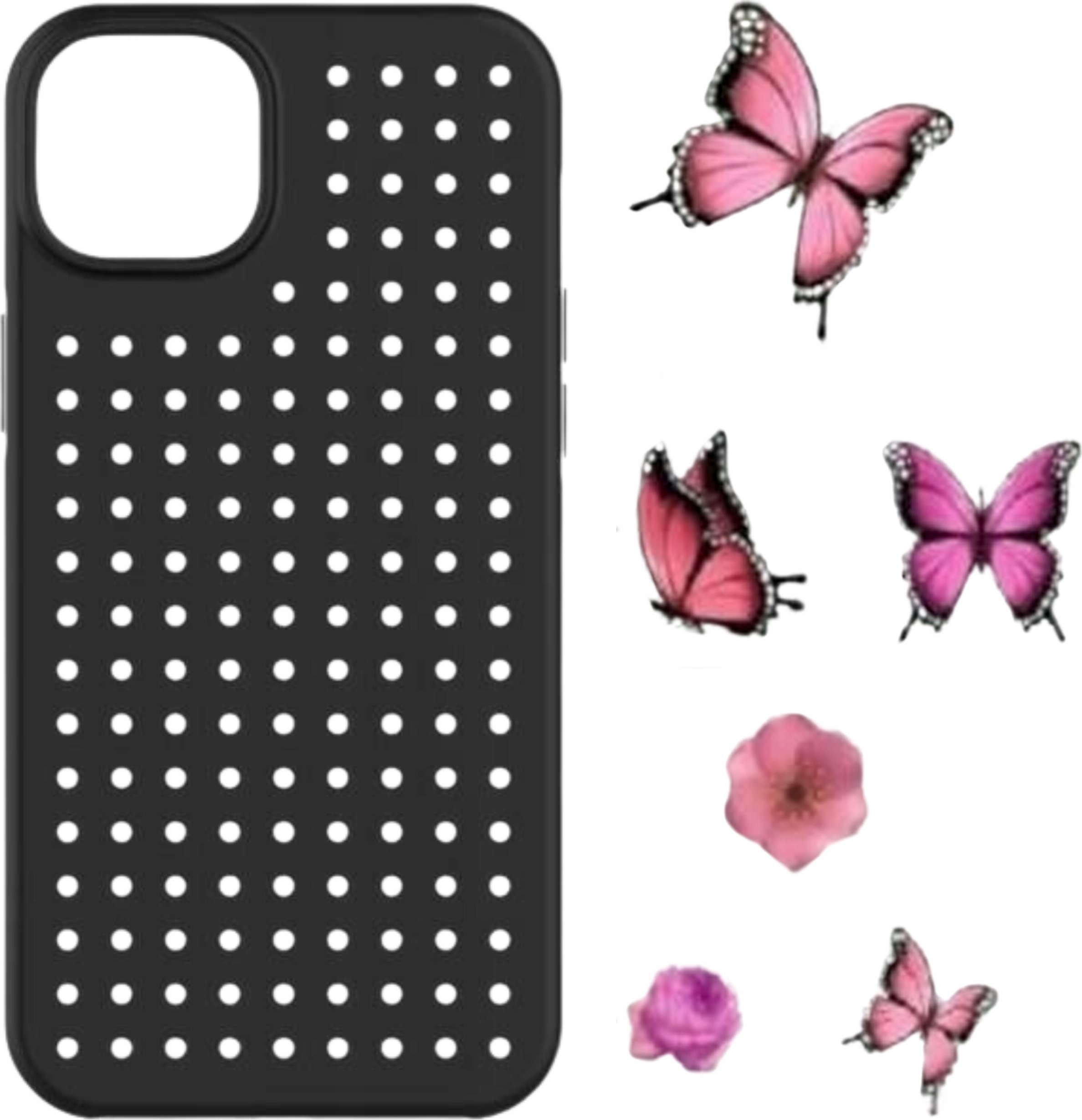 Pinit Zestaw Etui Pinit Dynamic + Flower/ Butterfly Pin iPhone 14 6.1" czarny/black wzór 1