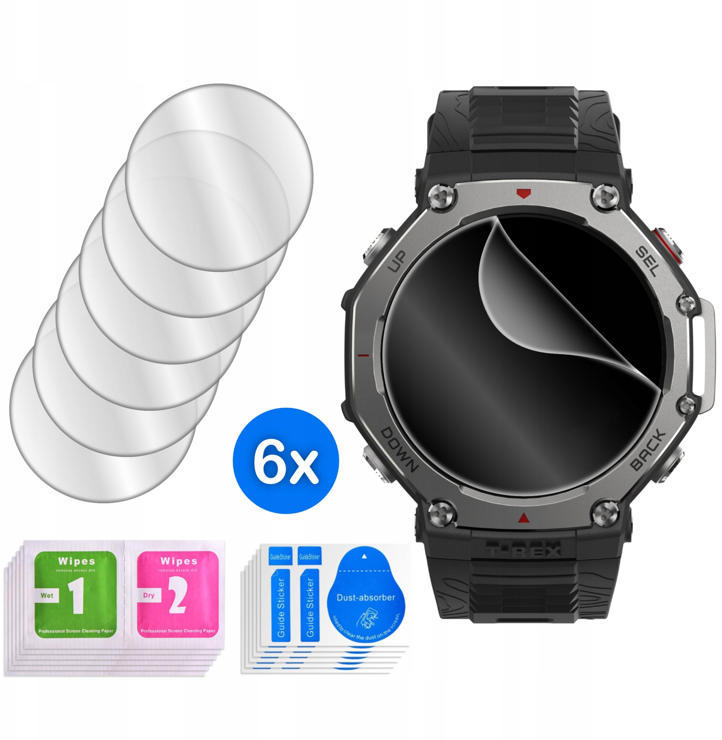 FOLIA do Amazfit T-Rex 3 HYDROŻELOWA OCHRONNA na ekran 3D 6 sztuk