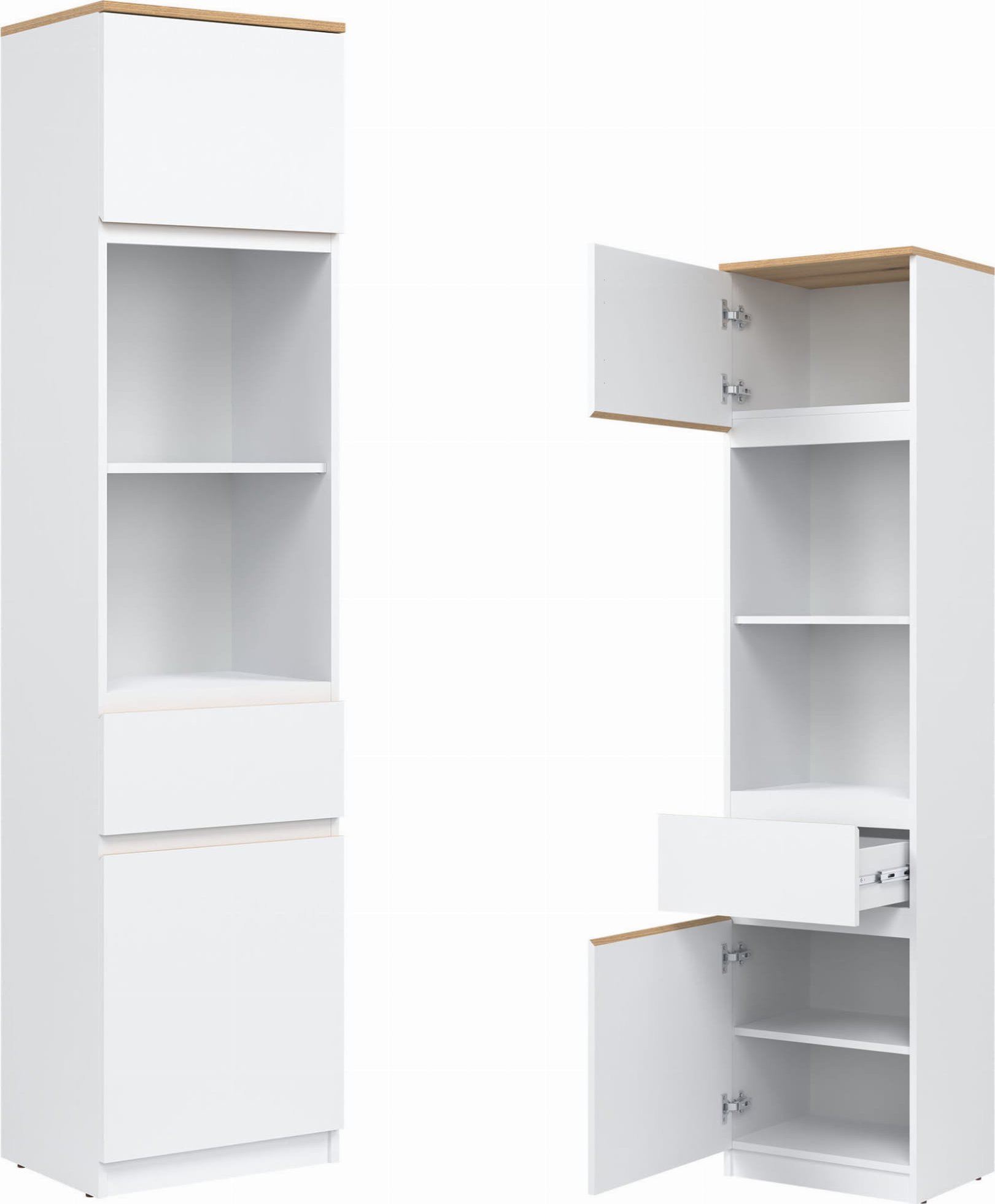 BogFran Szafka L/P wąska Regał Słupek dąb Biała REMI RM08