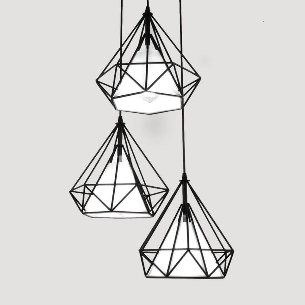 Lampa wisząca Abigail Loftowa LAMPA wisząca DIAMOND CHNR3-E27 Abigali druciana OPRAWA metalowy ZWIS kaskada czarna