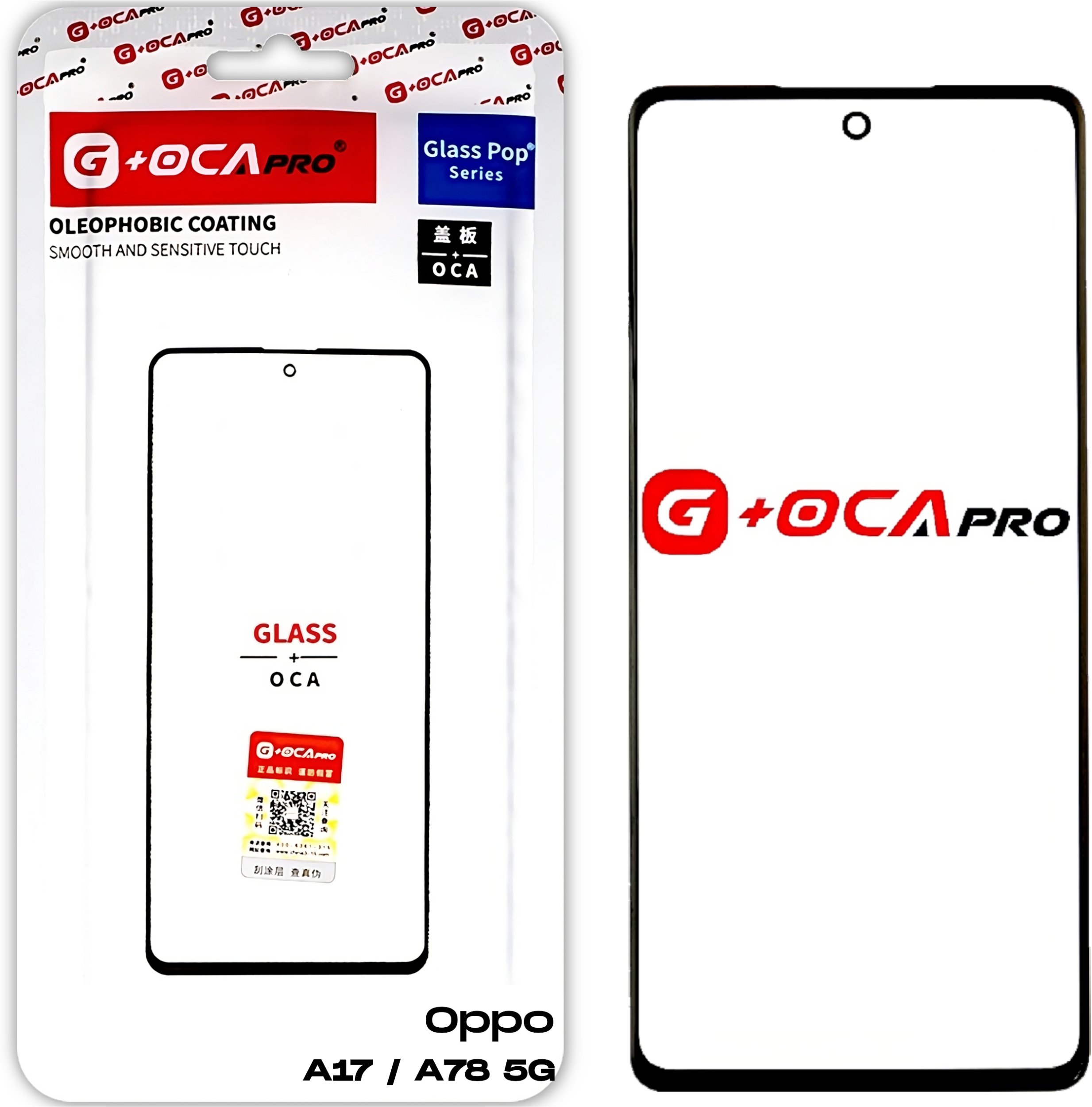 Oppo A17 / A78 5G Szyba z Klejem OCA do Refabrykacji Zbitego Ekranu