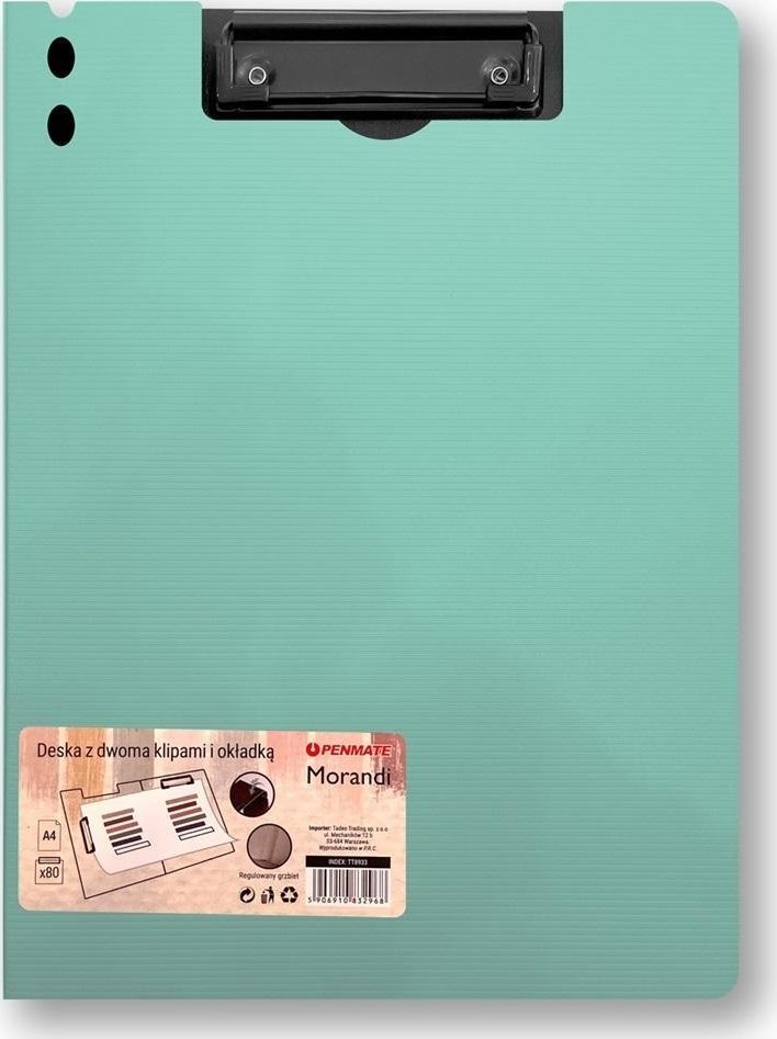 Deska z klipem i okładką A4 Morandi niebieskoziel