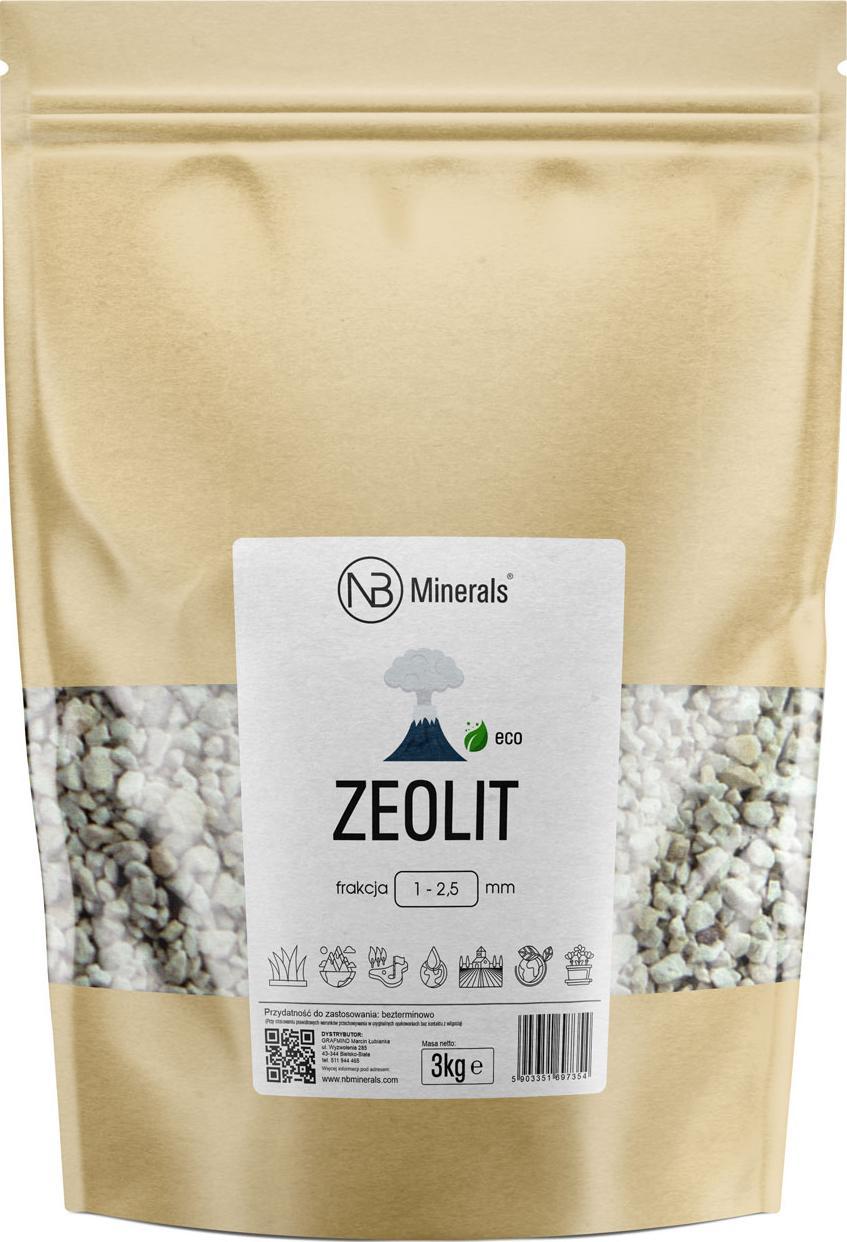 NB Minerals Zeolit Klinoptylolit Kamień ozdobny kwiaty, akwarium, oczka wodne 1-2,5mm - 3kg