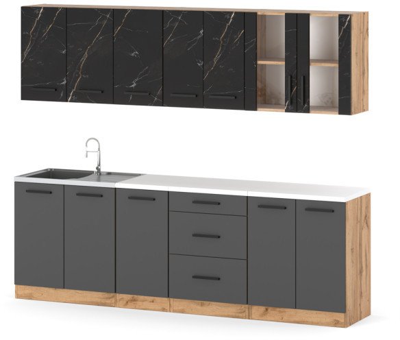 Kuchnia Nowoczesna Modułowa Z Blatem Remino 2.6m Wotan San Sebastian Szary