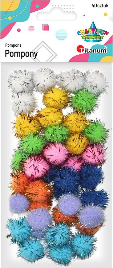 Titanum Brokatowe pompony, MIX kolorów, 40szt, CRAFT-FUN
