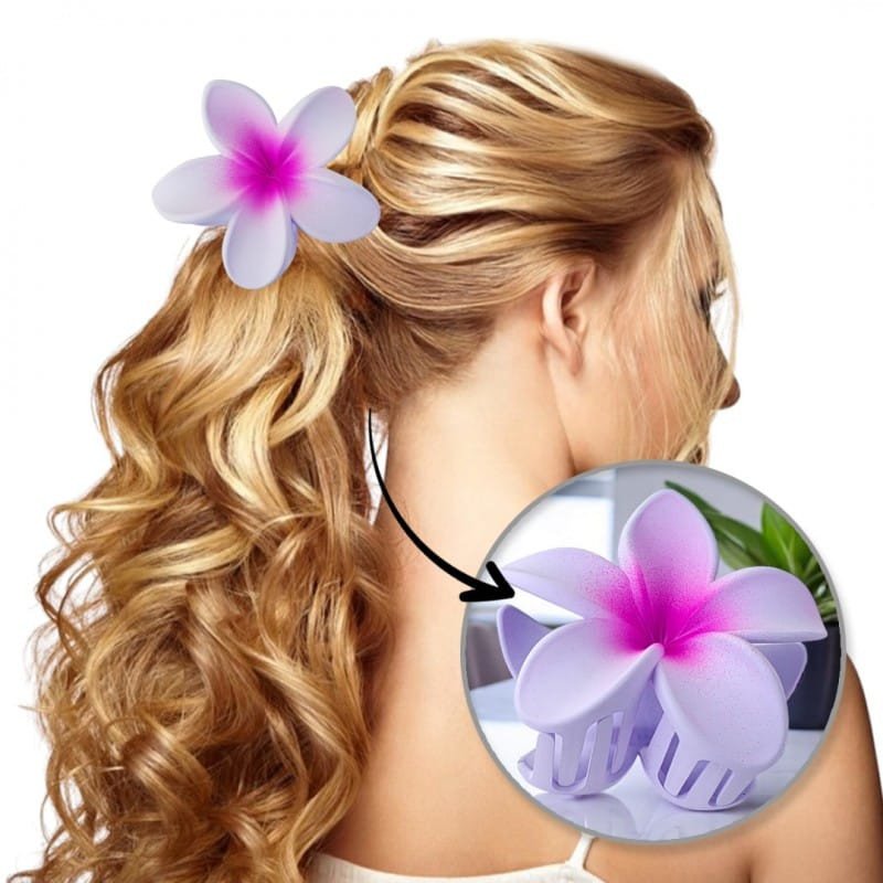 Spinka do włosów klamra XL kwiat OMBRE matowa fioletowa 7,5 x 7,5cm SP383