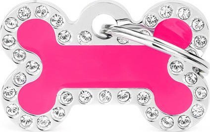 Zawieszka Adresówka Identyfikator z grawerem dla psa i kota mała różowa kość glam