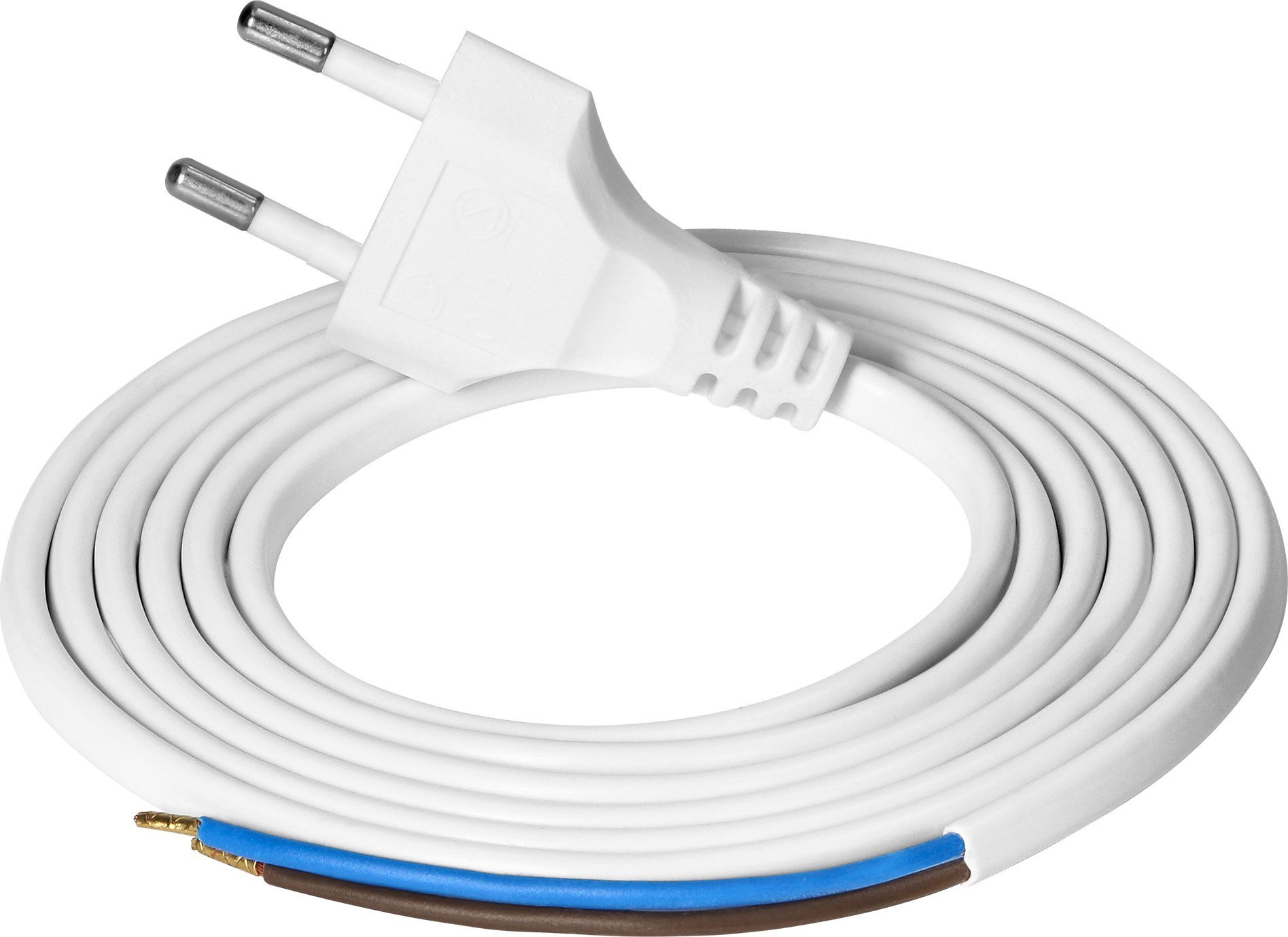 Orno Przewód przyłączeniowy, wtyczka EURO 2P, 2x0,75mm2, 1,9m, biały