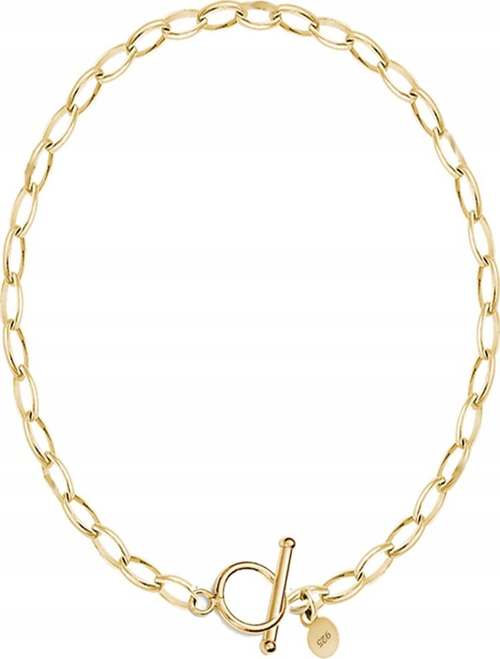 Radziszewska Jewellery Złoty Łańcuszek Rolo 925 Zapięcie Toggle Naszyjnik Prezent DEDYKACJA