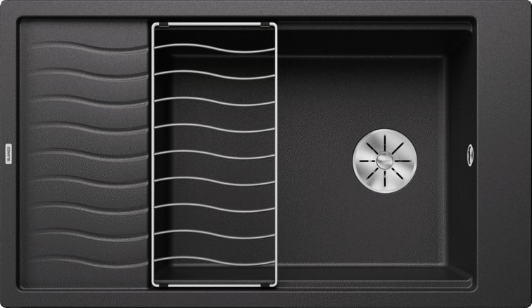 Zlewozmywak Blanco Elon XL 8 S Silgranit antracyt z korkiem InFino, kratka ociekowa (524870)