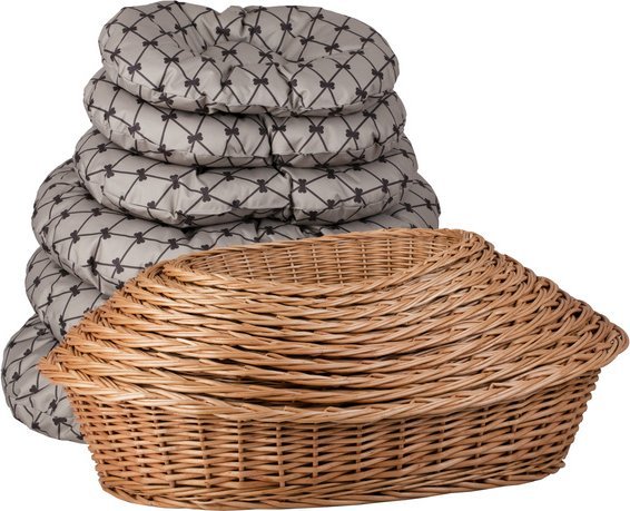 WickerPL Owalne wiklinowe legowisko dla zwierząt z obniżonym brzegiem 75x57 H24 cm