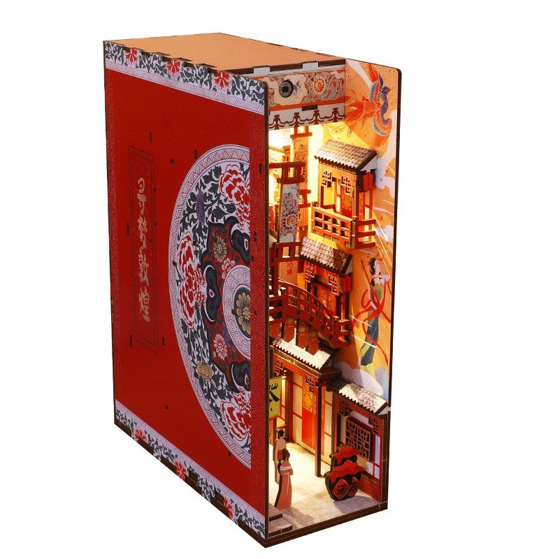 DIY Drewniane PUZZLE 4D DIODY LED ULICZKA STYL CHIŃSKI PODPÓRKA DO KSIĄŻEK
