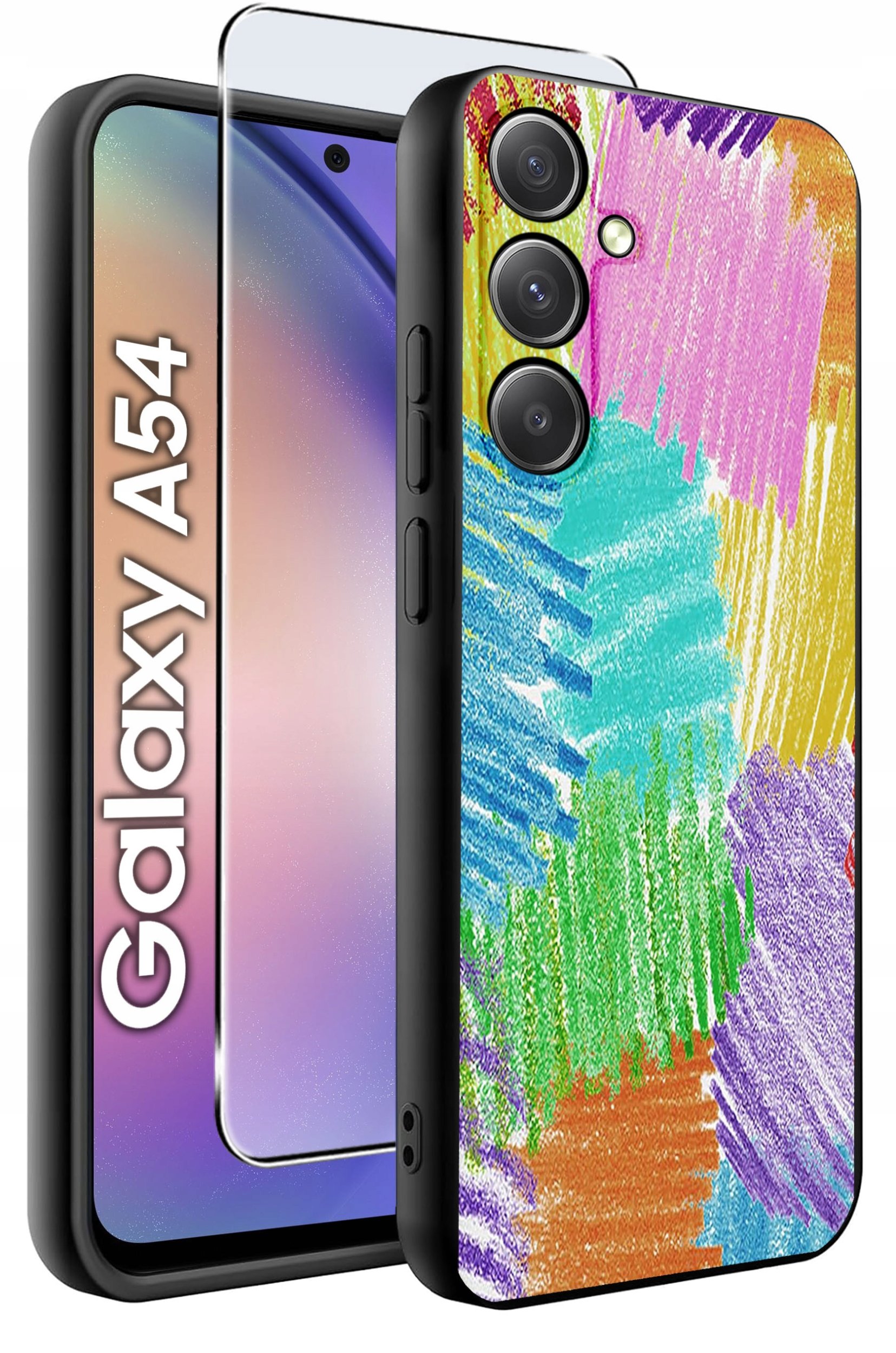 ETUI do Samsung A54 5G WZORY | SILIKONOWE MATT CASE + SZKŁO 9H