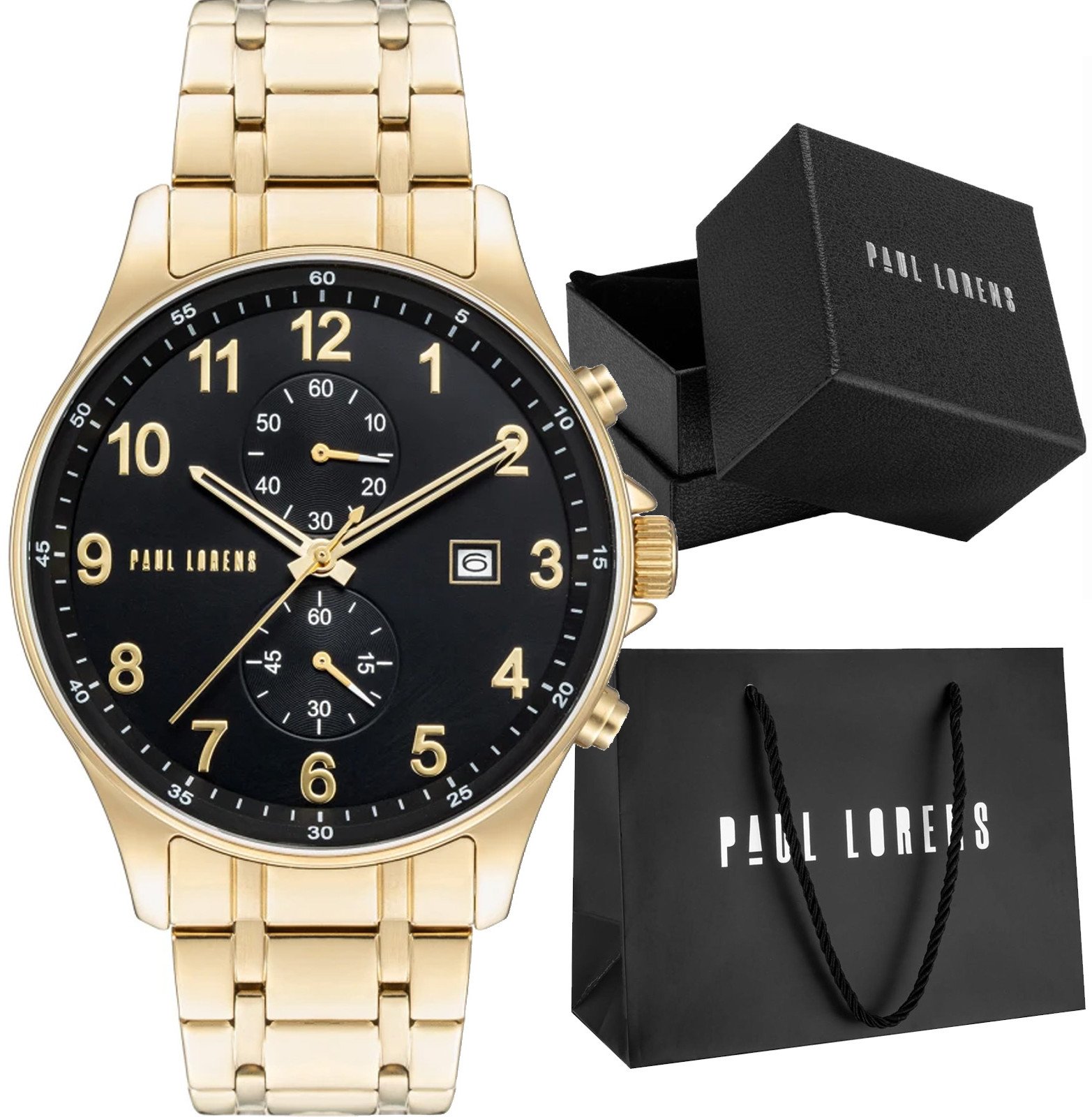 Zegarek męski złoty elegancki na bransolecie Paul Lorens GHOST PL20002B-1D1