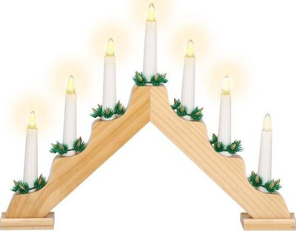 Springos Świecznik adwentowy Led 7 świec drewniany ozdoba bożonarodzeniowa UNIWERSALNY