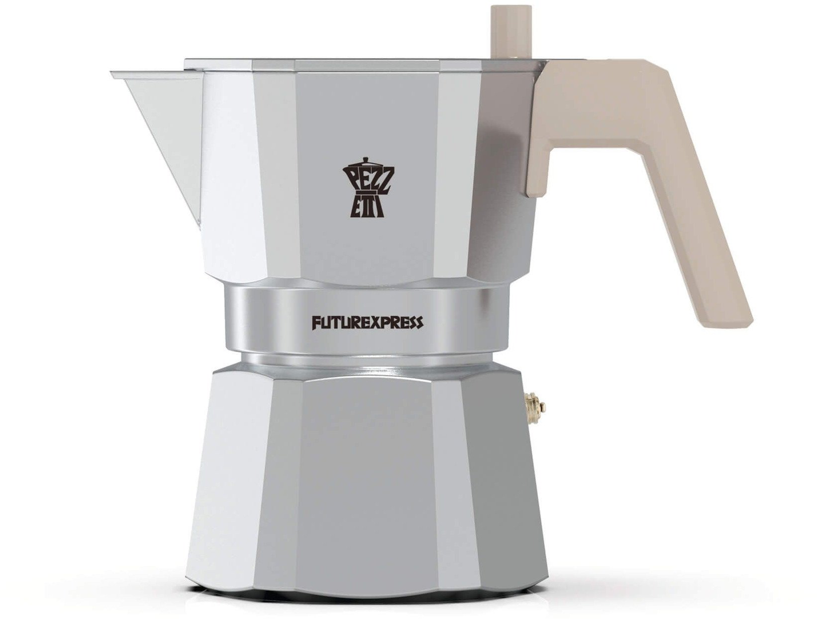 Kawiarka Pezzetti Futurexpress 3 filiżanki srebrna nowoczesność w aluminium