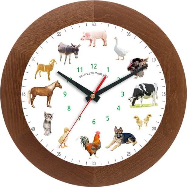 Atrix Zegar z głosami zwierząt Atrix ATW300ZW1 CD SW 30 cm uniwersalny