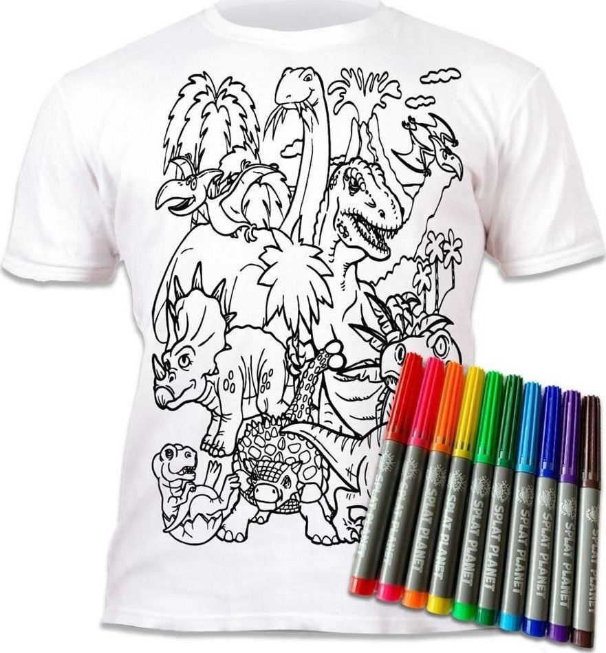 Koszulka do wielokrotnego kolorowania Dinozaur 3-4