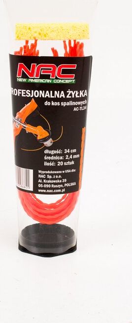 NAC Żyłka tnąca do głowicy DESERT ALU 2,4mm 34cm 20szt. - AC-T34