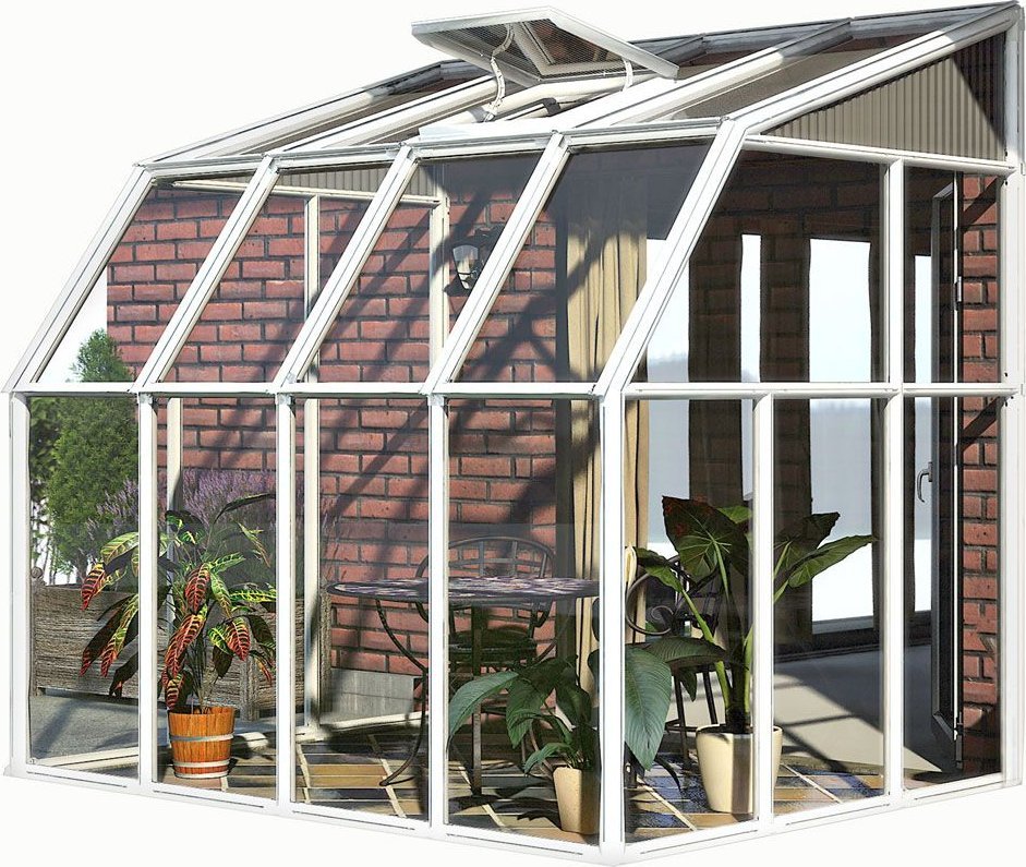 vidaXL Rion Plastikowa szklarnia z ogrodem zimowym Sun Room 34 Biały 262x201x247cm