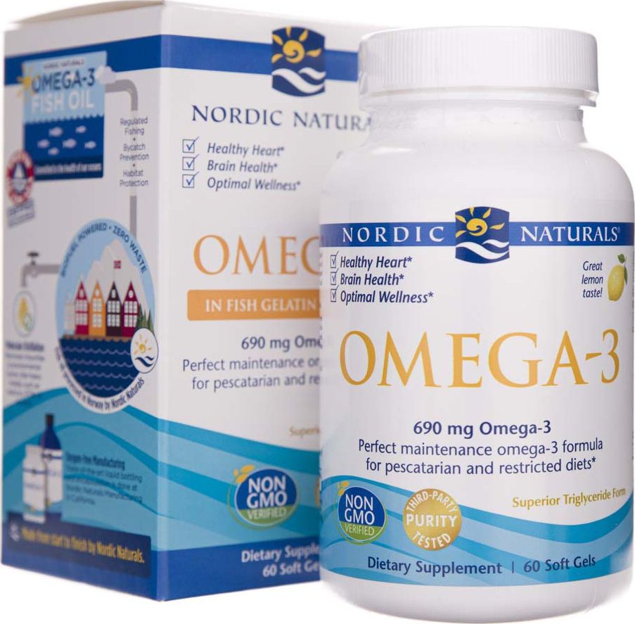 Nordic naturals Nordic Naturals - Omega-3, 690mg, w Żelatynie Rybiej, Smak Cytrynowy, 60 kapsułek miękkich