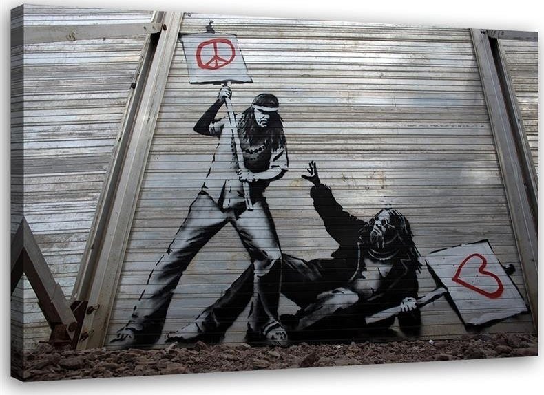 Feeby Obraz, Walka pokoju z miłością mural Banksy - 90x60