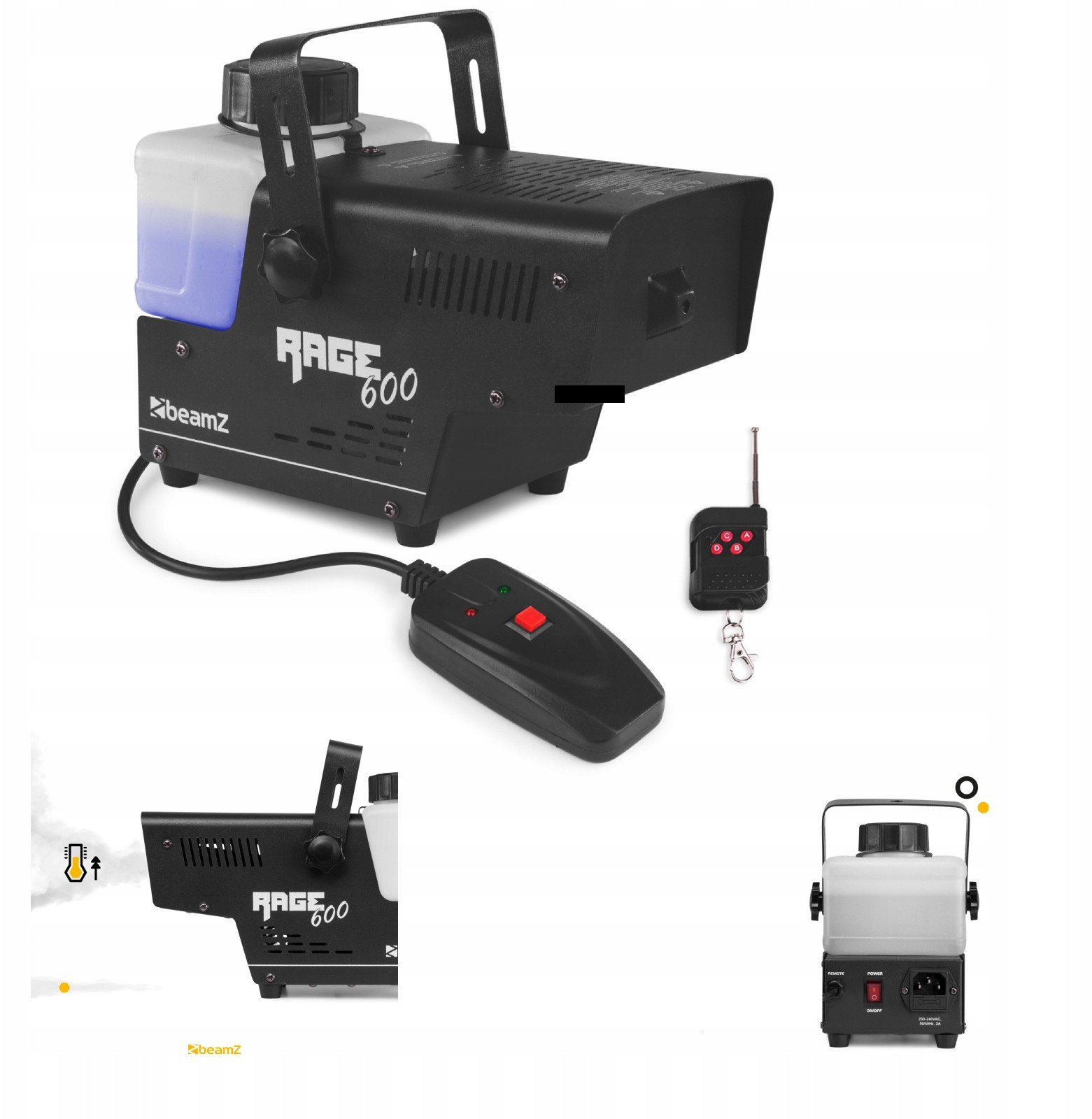 Wytwornica dymu z pilotem BeamZ Rage 600 one size