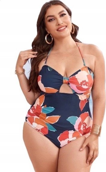 Strój kąpielowy jednoczęściowy plus size kwiaty 4XL