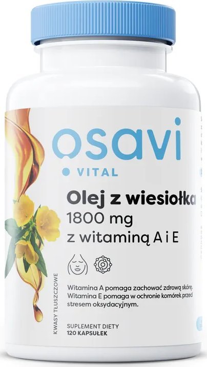 Osavi Osavi - Olej z Wiesiołka z Witaminą A i E, 1800mg, 120 kapsułek miękkich