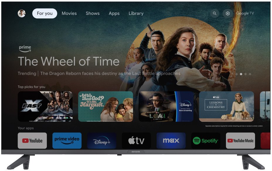 Aiwa 43GO70804UHD Telewizor 109,2 cm (43") 4K Ultra HD Smart TV Wi-Fi Czarny, Chrom